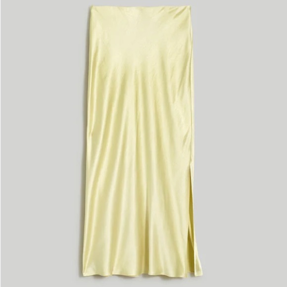Madewell Light Yellow Satin Maxi Slip Skirt - Picture 1 of 10